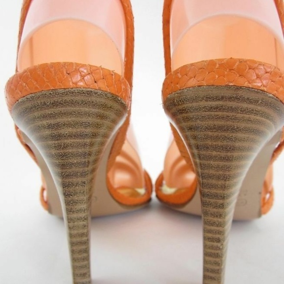 sz 8.5 NEW COACH orange PYTHON snakeskin strappy - Picture 3 of 5